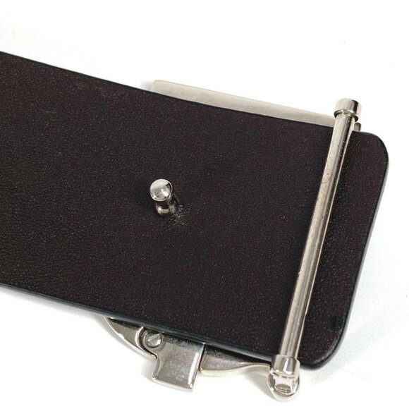 BURBERRY TB logo Buckle belt for bottoms belt Leather Black/SilverHardware - Picture 6 of 12